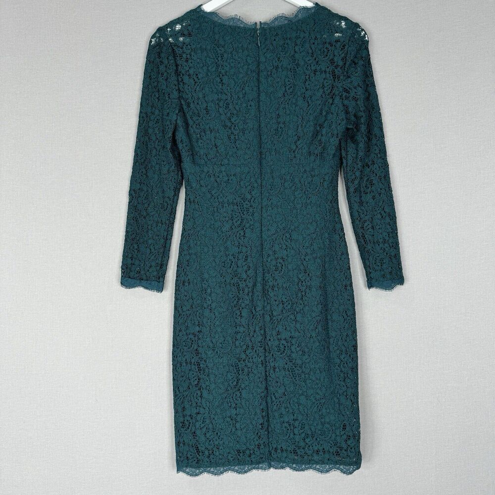 Adrianna Papell Womens Dress 4 Teal Blue Fallen For Him Sheath Lace Cocktail - Picture 8 of 12